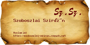 Szoboszlai Szirén névjegykártya